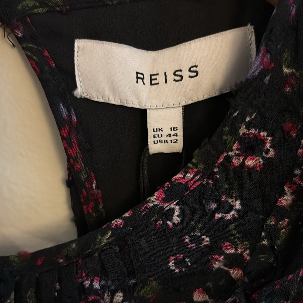 Flaw - New Reiss Long Sleeve Pintuck Floral Ruffle Mini Dress Size 12 NWT - Picture 4 of 13